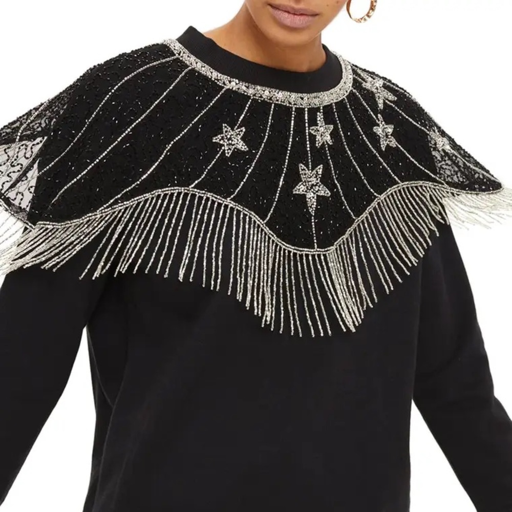 Topshop Star Cape Embellished Sweatshirt